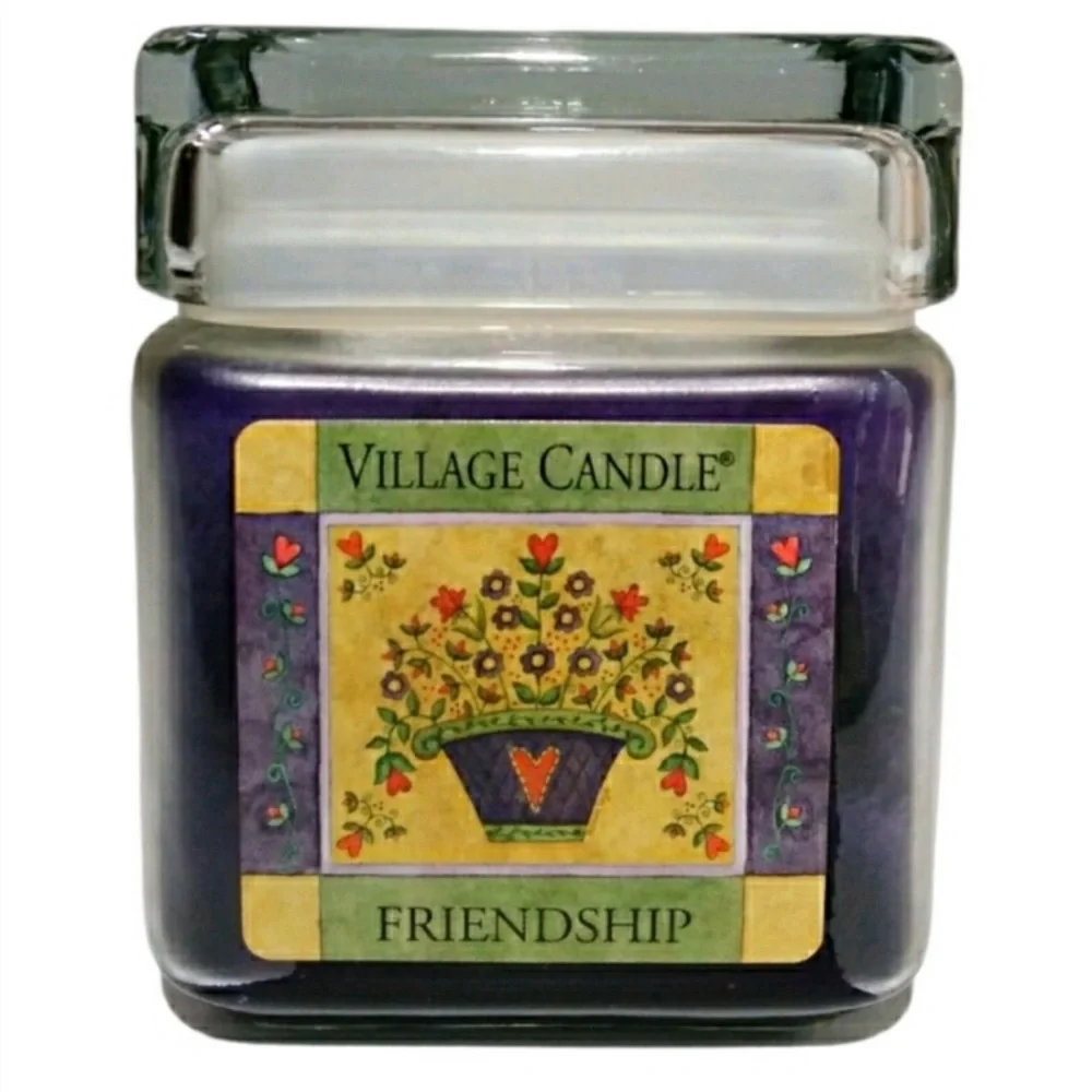 Vintage Village Candle Jar RARE Friendship Cottagecore Floral Modern Farmhouse